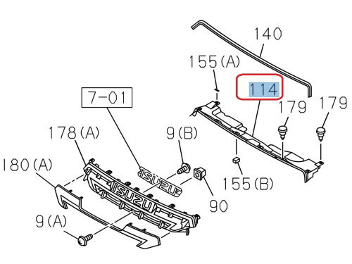 8983998503 Накладка решітки радіатора верхньої внутрішня D-Max TFS